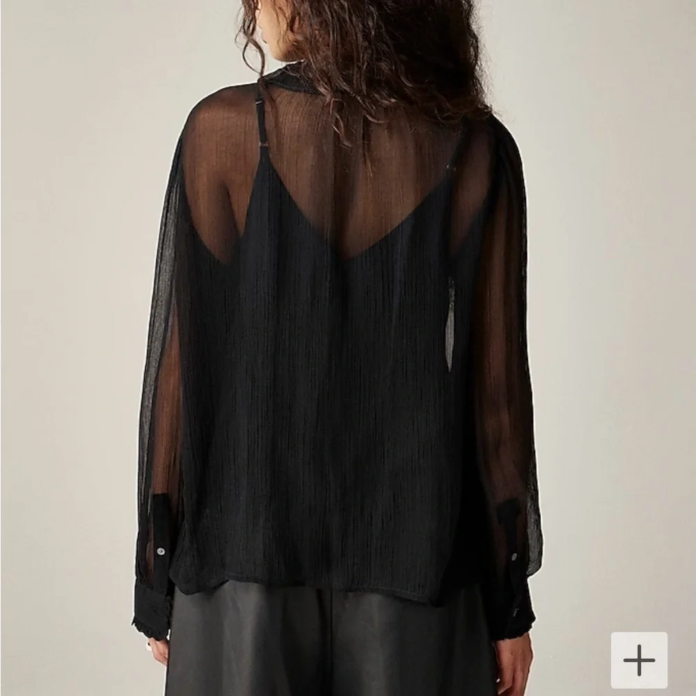 j crew Ruffle button-up shirt in crinkle chiffon
